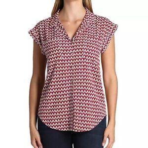 Jachs Girlfriend New York women’s red/white short sleeve shirt Sz-XXL G3